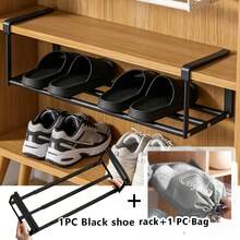 Baofeng 1pc Retractable Shoe Rack - Space-Saving Metal Storage Organizer With Adjustable Shelves, Classic Design For Home And Office, Shoe Storage Organizer, Shoe Cabinet - Multicolor - View 16