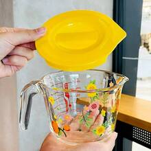 1pc Heat-Resistant Glass Measuring Cup With Scale For Baking, Microwave , Breakfast Milk Cup For Home Use - Multicolor - View 2