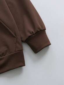 Cow Print Sweatshirt, Plus Size Women's Casual Autumn/Winter Long Sleeve Pocket Sweatshirt Sweatshirt Brown - Brown - View 5
