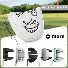 Smiling Face Half-Round Putter Headcover, PU Material, Premium Embroidery, Fits Most Brands, Golf Putter Cover, Perfect Gift For Grandfather, Father And Son - Multicolor - View 8