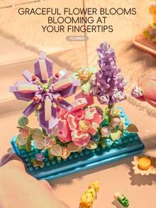 Transparent Building Block Display Cover For Eternal Flowers, Home Decor, Desktop Puzzle Toy Gift - Multicolor - View 4