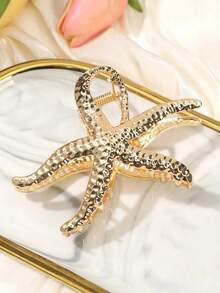 1pc Metal Starfish Hair Claw Boho Beach Hair Accessories For Women Summer Vacation Party Daily Wear Large Claw Clip - Multicolor - View 6