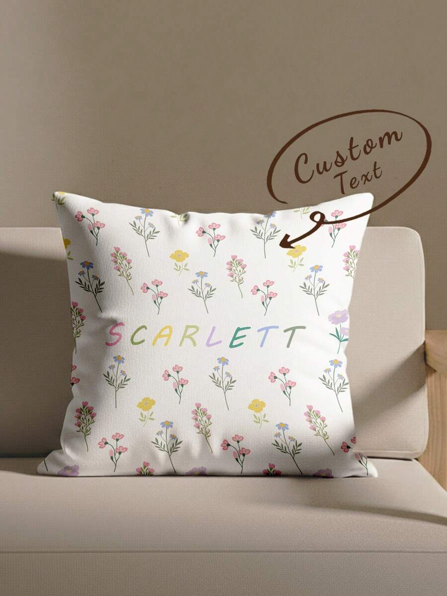 1pc Customized Personalized Text Printed Pillowcase, Double-Sided Printed Pillowcase, Suitable For Holidays, Customizable Name, Gift For Family, Friends And Yourself - Multicolor - View 1