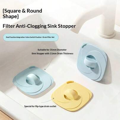 1Pc Creative Portable Square Sink Plug Filter Plug Washbasin Toilet Plug Plug For Plug And Play Washbasin Sink Drain Plug Hole Plug
