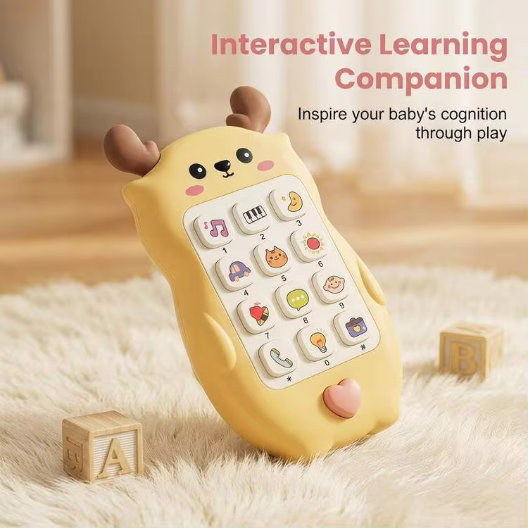 Infant Sound & Light Toy, Chewable Realistic Button Operation Early Education Device, Educational Music Game Phone (Batteries Not Included) - Multicolor - View 7