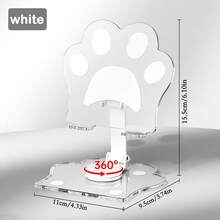 1 pieza Soporte para teléfono con forma de pata de gato creativa y linda, material acrílico, adecuado para iPad y tabletas, soporte dedicado para maratón de series, soporte de escritorio plegable, soporte inclinado, soporte universal de acrílico lindo de dibujos animados para teléfono y tableta, adecuado para teléfonos y tabletas de hasta 13 pulgadas, ángulo ajustable, rotación plegable de 360°, soporte de escritorio elevable inclinado, perfecto para ejercicio, ver videos y llamadas de FaceTime - Multicolor - Ver 9