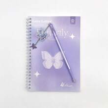 A5 Spiral Notebook + Butterfly Ballpoint Pen, With Double Coil – 60 Pages Per Book, Exquisite Love Letter And Butterfly Pattern Design, Inner Pages With Grid Paper Diary, Suitable As Gift, Office/School Supplies, Guest Birthday Gift, Graduation Party Supplies, 2026 Graduation Party Supplies, Graduation Ceremony - A - View 5