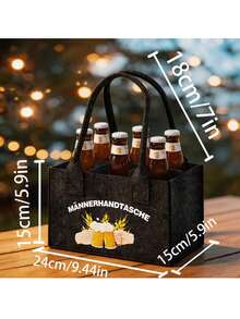 1pc Oktoberfest Beverage Tote Bag With Compartments, Party Gift And Drink Storage Bag, Suitable For Oktoberfest, Birthday Party, Wedding, Back To School, Theme Party, Anniversary And Vintage Theme Party - Multicolor - View 3