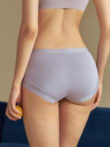 SUJIIN 女款極簡無縫莫代爾內褲，中腰透氣抗菌彈性內褲 N166 - 紫丁香色 - 查看 2