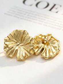 22.5 Mm, 5 Pcs.Metal Pleats, Decorative Buttons Of Special Shape, Fashionable Coats, Windbreakers, Jackets, Light Luxury Buttons For Suits Of Non-Standard Shape - Leaf Buttons - View 7