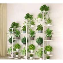 1pc Iron Flower Stand, Black, White Minimalist Fashion Plant Rack, Living Room, Balcony Decoration Shelf, 4-8 Layers Multi-Tier Storage Rack, Multi-Functional Storage Rack - Black - View 2