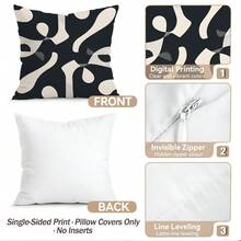 4pcs Black & White Fluid Geometric Abstract Pattern Pillow Covers Without Inserts, Single-Sided Printed Pillow Covers, Suitable For Living Room, Bedroom, Home Decor, All-Season Pillow Covers - Multicolor - View 4