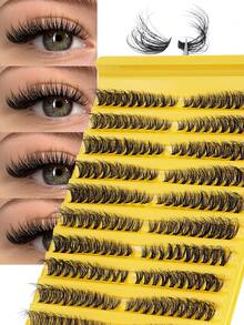MAANGE 200 Clusters D Curl Multi-Layer DIY Eyelash Bundles, 40D Natural Cat Eye Long Eyelash Bundles, Single Curl Eyelashes, Thin Long Eyelashes, Cartoon Appearance Eyelashes, Suitable For Beginners To Use At Home, Extra Thick False Eyelashes, Grafted Clump Eyelashes, Essential Eyelashes For Dating And Travel, Gift For Women - D - View 1