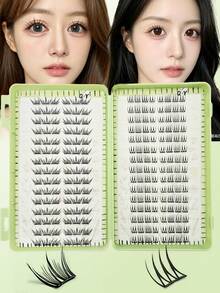 1盒2款210簇大容量藍色淚感少女風3.0假睫毛 自然妝感 日常節日氛圍感 自黏便捷假睫毛 - 查看 1