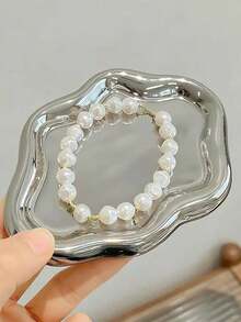 Minimalist Wave Shaped Storage Tray Back To School Dorm Essentials Smooth Decorative Plate For Jewelry Makeup Pens Small Stationery Desktop Display Organizer - Multicolor - View 7