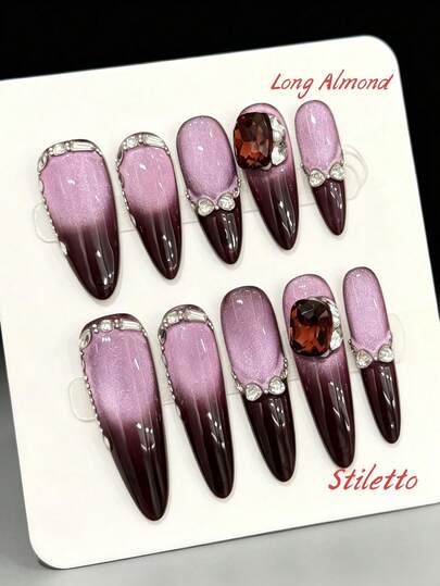 10PCS Almond/Stiletto Handmade Press On Nails, Y2K,Summer Vacation, Graduation Season, Spring And Summer, Suitable For Girls And Women Festivals,Music Festival,Daily Wear,Valentine's Day Gift.