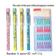 4 Pen Barrels + 32(64) Replacement Leads Random Color Set Funny Missile Egg-Laying Pencil | No-Sharpening Mechanical Pencil, Creative Humorous Teacher Gift And Christmas Surprise Stationery | Essential Tool For Student Hand-Drawn Sketching - Multicolor - View 9