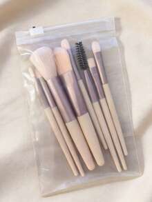 Juego de 8 brochas de maquillaje con estuche de almacenamiento portátil, brochas profesionales para rubor, iluminador, sombra de ojos, base, corrector y cejas, adecuado para principiantes, color aleatorio - Multicolor - Ver 19