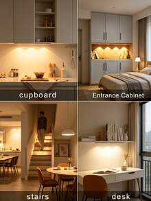 1pc Cat Eye Sensor Cabinet Light, 20/30/40/50cm USB Rechargeable Motion Sensor Light, LED Light Strip, Dimmable 3-Color Options, Suitable For Kitchen, Wardrobe, Cabinet, Bedroom, Hallway - Multicolor - View 5