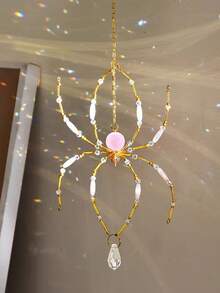 Handmade Beaded Spider Sun Catcher, Crystal Spider Web Window Hanging Decor, Gothic Style Room Decoration, Home & Garden Aesthetic Sun Catcher, Unique Gift - Spider Pendant - View 7