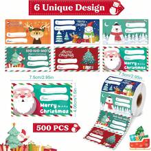 200/500pcs Christmas Gift Label Stickers Set (6 Designs) Self-Adhesive Holiday Decorative Stickers Unisex Merry Christmas Gift Packaging Labels Greeting Card Decor Stickers - Multicolor - View 7