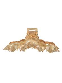 1pc Gold Shell Conch Alloy Hair Claw, Versatile For Vacation, Casual And Commuting - Gold - View 4