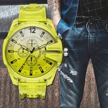 Diesel DZ4532 Bright Yellow Oversized Jelly Watch Multi Chrono Date 5ATM Waterproof Unisex Summer Accessory - one-size - View 5