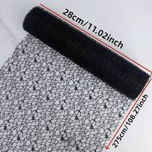 1pc 28*275cm/11.02*108.27inch Black Jacquard Mesh Fabric Floral Material Gift Bouquet Decoration Mesh Net Fresh Flower Packaging Mesh Table Runner Decor. - View 7