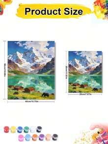 山湖小屋風景 DIY 數字油畫 成人手工繪畫 家居裝飾 8x12/16x20英吋 節日禮物 無框 - 套裝 - 查看 5