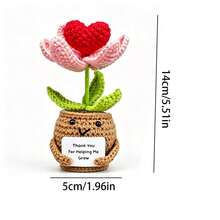 1pc Pink Heart Woven Flower Companion, Designed To Light Up Your Day. Pleasant Appearance And Inspiring Message Card Are Perfect Gifts For Your Lover. - Multicolor - View 2