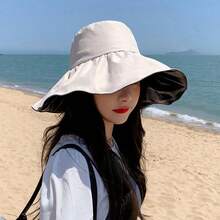 1件女款寬邊遮陽帽，可折疊釣魚帽，適用於騎行、徒步、海灘等場景，防紫外線可折疊釣魚帽 - 彩色 - 查看 2