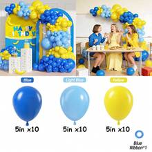 133pcs Blue And Yellow Balloon Arch Kit With Light Blue And Yellow Balloons For Lemon BabyShower Graduation Birthday Party Anniversary Wedding Decorations - Style 1 - View 9
