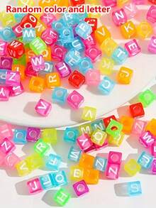 100pcs/Colorful Acrylic White Letter Square Spacer Beads,For Jewelry.,DIY Bracelet Necklace Earrings Making(Letter Color Random) - Bead - View 13