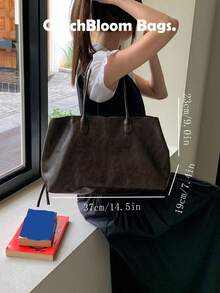 黑色大容量托特包，休閒尼龍單肩包，輕量通勤旅行手提包（不含配件） - 咖啡棕 - 查看 7