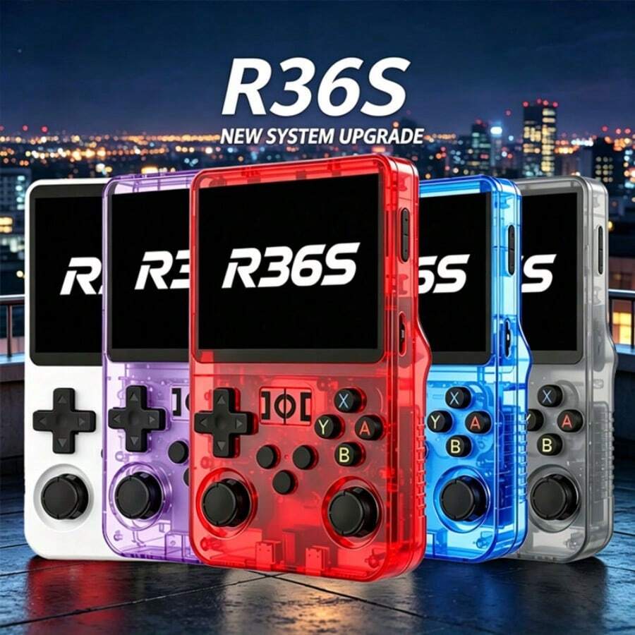 New R36S Handheld Gaming Console, 128GB Large Capacity Storage, Red/Blue Console, Three Colors Available, Perfect For Gaming Enthusiasts, Best Men's Birthday Gift Set, Halloween Gift, Christmas Gift - View 1