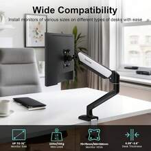 Nearhub Single Monitor Mount,13-32 Inch Computer Screen,Strong Adjust Gas Spring Monitor Arm,Full Motion Adjust With C Clamp And Grommet Base, Holds Up To 22 Lbs,VESA Mount 75mmX75mm,100mmX100mm - View 3