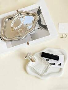 Minimalist Wave Shaped Storage Tray Back To School Dorm Essentials Smooth Decorative Plate For Jewelry Makeup Pens Small Stationery Desktop Display Organizer - Multicolor - View 5