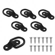 6 Sets D-Ring Anchors (6 D-Ring Anchors + 12 Screws), Surface Mount, Heavy Duty Black Metal Construction, Suitable For Rope And Chain, Truck Bed Accessories, Suitable For Trucks, Trailers, Boats, Pickups | Durable | Trailer Anchoring Solution - Black - View 11