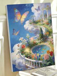 Pintura al óleo DIY por números de Paraíso del Jardín de Mariposas, cielo soñador, flores, estanque de carpas koi, manualidades de pintura, decoración del hogar para adultos, 8x12/16x20 pulgadas, regalos festivos, sin marco - Conjuntos - Ver 3