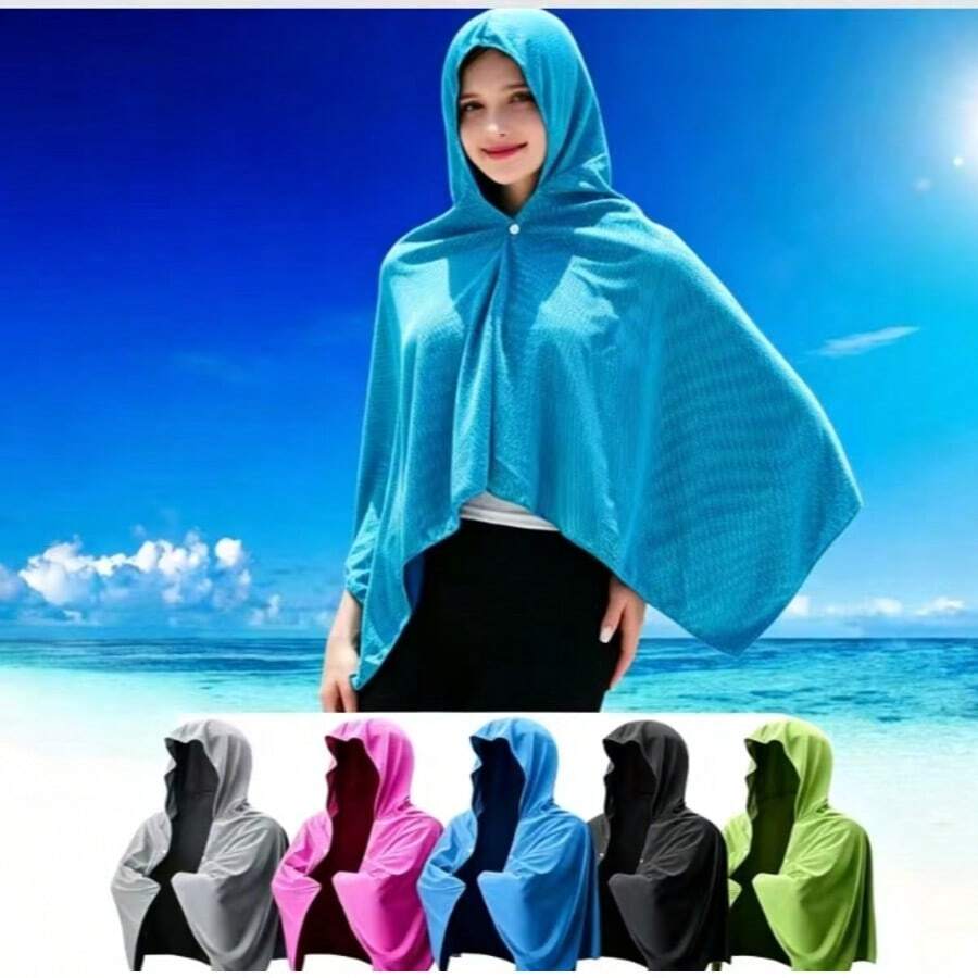 Cooling Hooded Cape , Burnoose,Super Absorption, Fast Drying , Used For Outdoor Works Sun Protection, Beach, Fitness, Hiking Fishing And Other Long-Term Sun Protection Cape, Cloak. Excellent Cooling Beach Towels For Hot Weather , Sun Protection Set