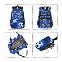 3pcs Men's Backpack + Tote Bag + Small Pouch Set, Cool Football Print, Double Zipper Closure Large Capacity Backpack, Suitable For School, Travel, Beach, Camping, Daily Commute - Three Piece Set - View 7