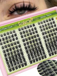 FQBFQB 180 cụm lông mi giả gai nhọn tự nhiên, bông xốp, mềm mại, 10-16mm, độ cong D, lông mi giả cụm rời, phù hợp cho người mới bắt đầu, dùng hàng ngày và du lịch - D - Xem 2