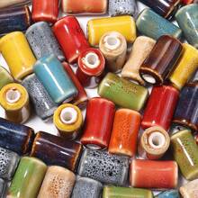 10pcs Ceramic Long Tube Beads, Bohemian Style, For DIY Jewelry Making, Necklaces, Bracelets, Beading, Home Decoration, Classroom DIY Craft Supplies - Long Tube Porcelain Beads - View 5