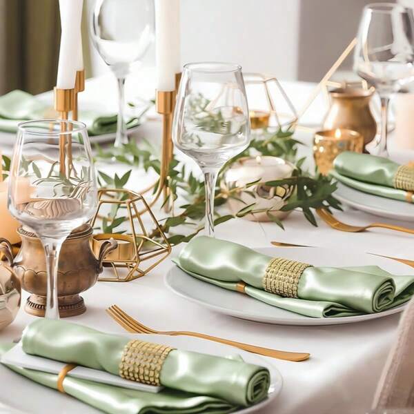 12/24pcs Colorful Satin Napkins | 100% Polyester Square Napkins, 17"X17" (43cmx43cm), Suitable For Wedding Banquet, Restaurant Decor, Outdoor Picnic, Birthday Party Decoration