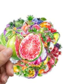 50pcs Shiny Gem Tropical Fruit Sticker Pack, Crystal Cut Assorted Summer Fruit Vinyl Stickers, Suitable For Notebooks, Luggage, School Diaries, Scrapbooks, Back To School Season - Multicolor - View 4