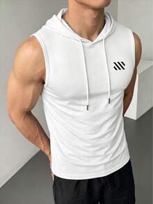 ZYNTH BALENO Men's Casual Printed Hooded Tank Top, Suitable For Fitness, Outdoor Sports And All Seasons Wear - White - View 4