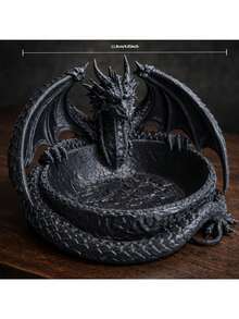 1pc Black Curly Dragon Resin Storage Tray, Gothic Witch Crystal Ore Display Dish, Multi-Functional Jewelry Key Coin Organizer, Wicca Altar Spiritual Desktop Decor Gift - Multicolor - View 7