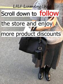 Fashionable Minimalist Black Lychee Grain Leather With Compact Structural Design And Durable Leather Material. Secure Zipper And Comfortable Handle Make It An Ideal Choice For Workdays Or Weekend Outings, Combining Exquisite Style And Practicality. - Black - View 3