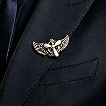 Punk Wing Brooch Gothic Vintage Airplane Gear Pin Steampunk Lolita Gear Cosplay,Halloween - A - View 2
