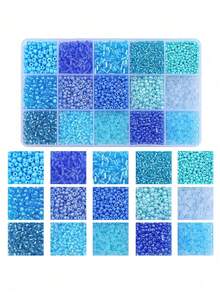 Kit de fabricación de joyas DIY - Caja de 15 compartimentos con cuentas de vidrio de unicolor tipo arroz y tubo para pulseras y collares - Multicolor - Ver 18